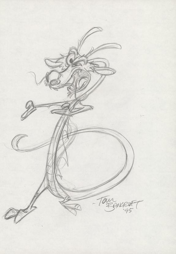 Tom Bancroft  - Crayonn&eacute; original de design de Mushu pour le