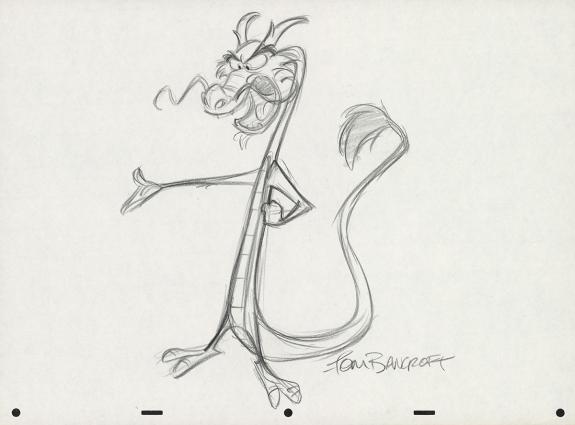 Tom Bancroft  - Crayonn&eacute; original de design de Mushu pour le