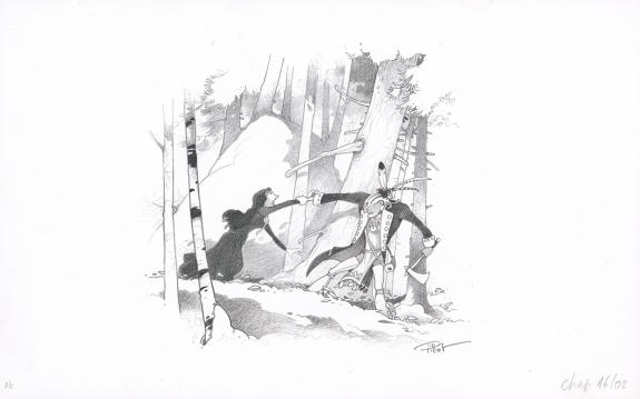 Fr&eacute;d&eacute;ric Pillot - Le Dernier des Mohicans, Crayonn&eacute; original