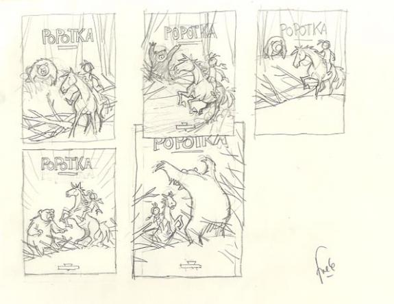 Fred Simon - Popotka le petit sioux, Mahto, Crayonn&eacute; origina