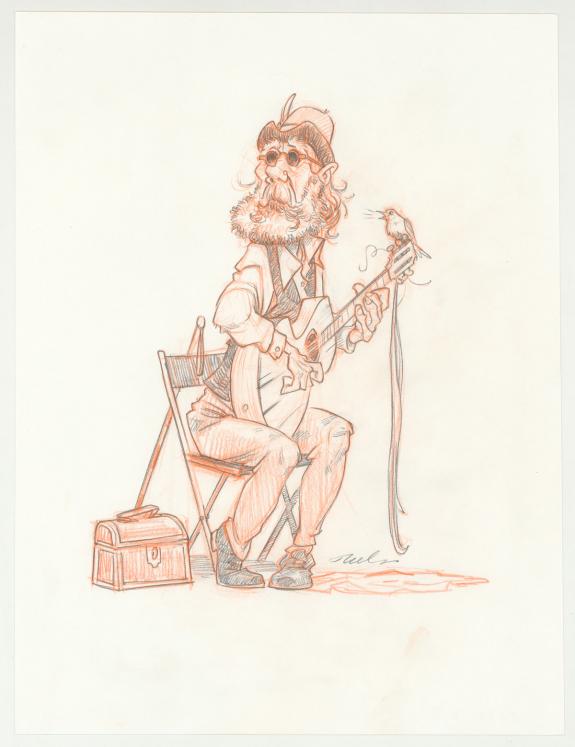 Wouter Tulp - illustration originale intitul&eacute;e "guitariste"
