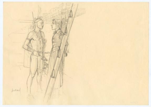 Andr&eacute; Juillard - Plume aux Vents, Crayonn&eacute; original