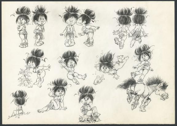 Ren&eacute; Hausman - Saki et Zunie, Illustration originale, recher