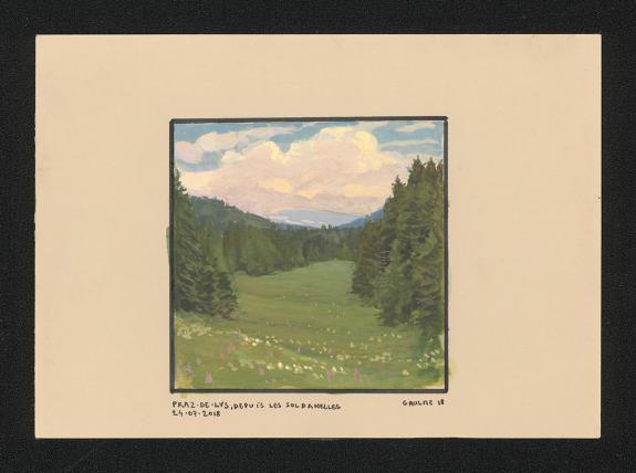 Armel Gaulme - Illustration originale, Praz-de-Lys depuis le