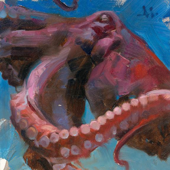 Greg Manchess - Pieuvre, Peinture originale, inspir&eacute;e de l'u