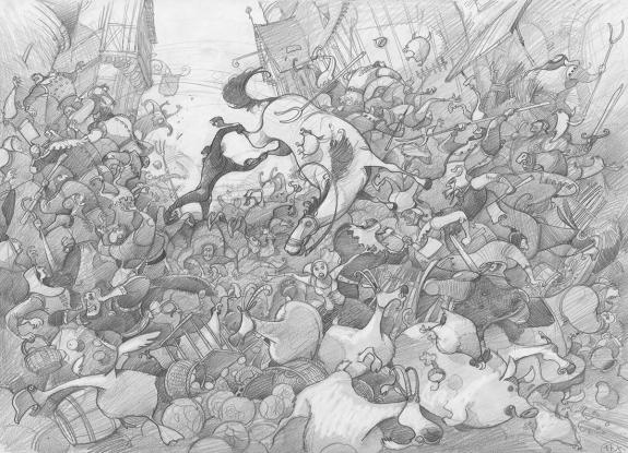 Fr&eacute;d&eacute;ric Pillot - Orlando Furioso, Crayonn&eacute; original chapitr