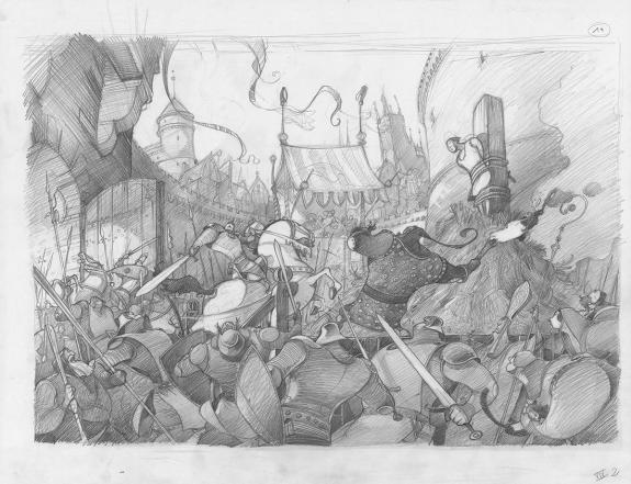 Fr&eacute;d&eacute;ric Pillot - Orlando Furioso, Crayonn&eacute; original chapitr