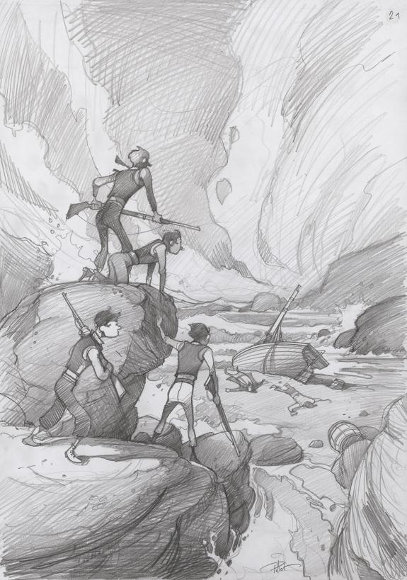 Fr&eacute;d&eacute;ric Pillot - Deux ans de vacances, Crayonn&eacute; pr&eacute;paratoir