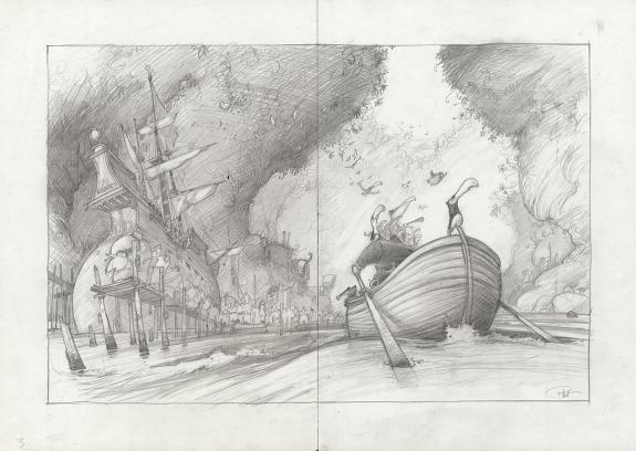 Fr&eacute;d&eacute;ric Pillot - Balbuzar, Crayonn&eacute; pr&eacute;paratoire original r