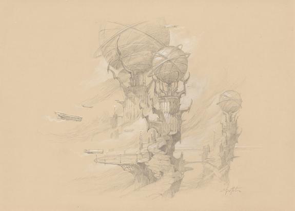 Didier Graffet - Nova Atlantis. Illustration originale. S&eacute;le