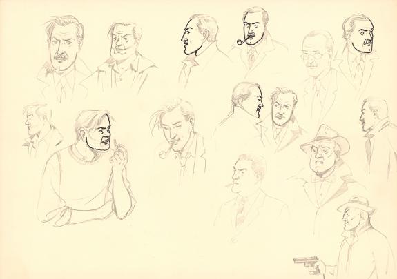 Andr&eacute; Juillard - Blake et Mortimer, Crayonn&eacute; original, &eacute;tude