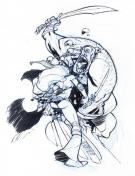 Eric Canete - Red Sonja and Cyclope, illustration originale